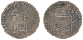 Bataafse Republiek (1795-1806) - Zeeland - Zilveren Dukaat 1798 struck over 1797 (Sch. 63b R / Delm. 976 / CNM 2.49.50) - a.VF / rare
