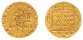 Koninkrijk Holland (Lodewijk Napoleon 1806-1810) - Gouden Dukaat 1807 met rechte '7' (Sch. 119A / Delm. 1176A) - 3.14 gram - clipped - VF