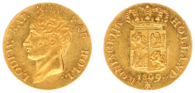 Koninkrijk Holland (Lodewijk Napoleon 1806-1810) - Gouden Dukaat 1809 - 3e type - mm. Bee (Sch. 132 / Delm. 1180) - Obv. Bust Lodewijk Napoleon to lef...