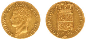 Koninkrijk Holland (Lodewijk Napoleon 1806-1810) - Gouden Dukaat 1810 - 3e type - mm. Bee with legs (Sch. 133 / Delm. 1180) - 3.51 gram - Obv. Bust Lo...