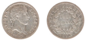 Nederland onder Napoleon (1810-1813) - ½ Franc 1812 mm. fish (Sch. 171 /RR) - VF+ / mintage: 5.066 ex. / very rare