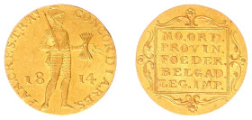 Koninkrijk NL Willem I als Soeverein-vorst (1813-1815) - Gouden dukaat 1814 muntteken wapenschild van de stad Utrecht (Sch. 200) - a.UNC