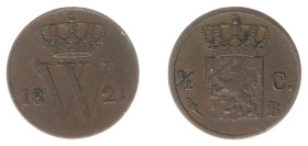 Koninkrijk NL Willem I (1815-1840) - ½ Cent 1821 B (Sch. 366/R) - F/VF