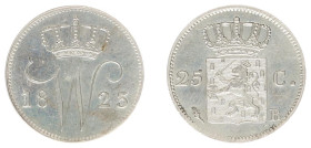 Koninkrijk NL Willem I (1815-1840) - 25 Cent 1823 B/22 OVERDATE (Sch. -) - a.XF, adjustment marks and sm. scratches