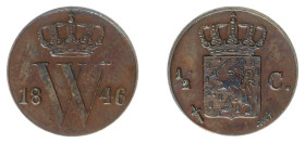 Koninkrijk NL Willem II (1840-1849) - ½ Cent 1846 (Sch. 540) - VF+
