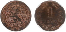 Koninkrijk NL Willem III (1849-1890) - 1 Cent 1878 (Sch. 696) - in slab NGC slab MS63 RB