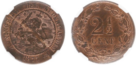 Koninkrijk NL Willem III (1849-1890) - 2½ Cent 1877 (Sch. 679) - NGC slab MS63 RB
