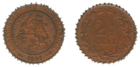 Koninkrijk NL Willem III (1849-1890) - 2½ Cent 1881 processed into circular saw