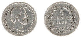 Koninkrijk NL Willem III (1849-1890) - 5 Cent 1853 (Sch. 667 / RR) - mintage 11.170 pcs. -VF-, polished and mounting track
