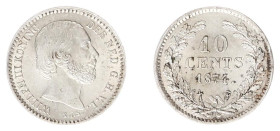 Koninkrijk NL Willem III (1849-1890) - 10 Cent 1874 (Sch. 653) - VF+