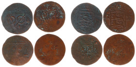 Nederlands-Indië - Sultanaat van Banjamasin - Banjarmasin, 17th C.-1859, lot of 4 imitations of Dutch Provincial VOC doits. Average VF