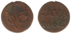 Nederlands-Indië - Bataafse Republiek (1799-1806) - Batavia - Duit 1806 VOC-monogram struck in Soerabaja (Passon 24.1 R / Scho. 555c /R) - 1 in stead ...