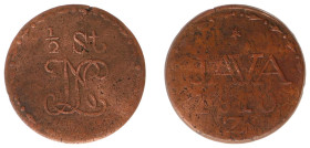 Nederlands-Indië - Onder het Koninkrijk Holland en het Franse Keizerrijk (1806-1811) - Java - ½ Stuiver 1810 denomination above monogram LN (Passon 27...