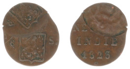 Nederlands-Indië - Nederlands-Indisch Gouvernement (1816-1949) - 1/8 Stuiver 1823 Error (Scho. 652) - spectacular misstrike: 2 shields with Dutch arms...