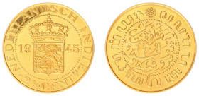 Nederlands-Indië - Nederlands-Indisch Gouvernement (1816-1949) - 2½ Cent 1945 gold, medallic issue (cf. Scho. 932) numbered 27 - 13,02 gram - proof