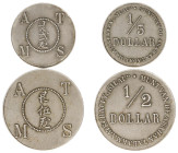 Plantagegeld / Plantation tokens - Silau - ½ & 1/5 Dollar ND (1901-c.1908) (LaBe 18, 19/ LaWe 251b, 252b) - Obv.: Value in 2 lines + legend: Asahan Ta...