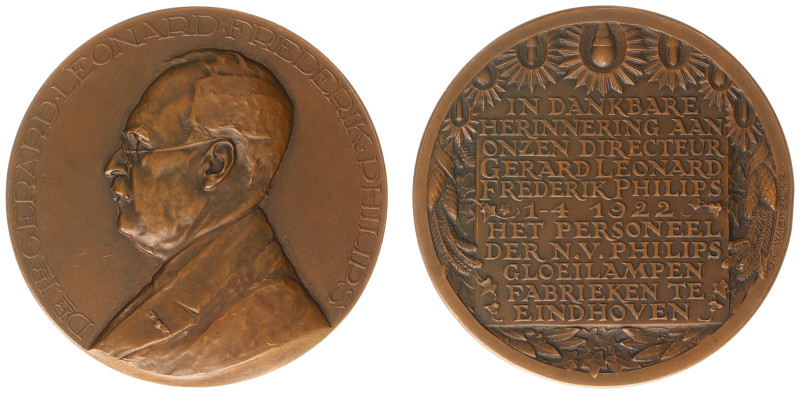 Wienecke-penningen - 1922 - Medal 'Gerard Leonard Frederik Philips' by T. Dupuis...