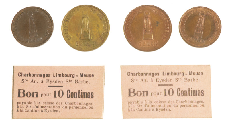 Belgium - Charbonnages de Winterslag - Genck 4 values 25 ct to 2 frank XF added ...