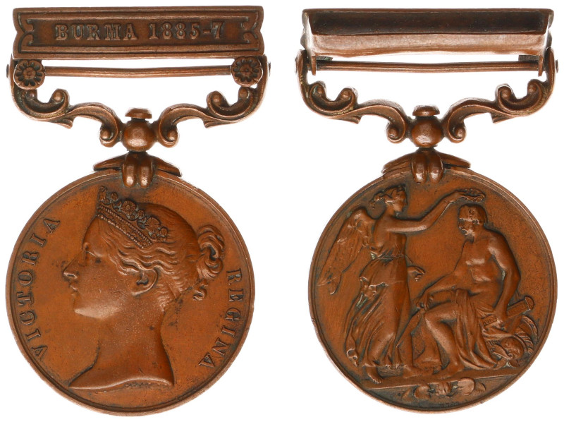 England - India General Service medal, with clasp 'Burma 1885-7', named in rim '...