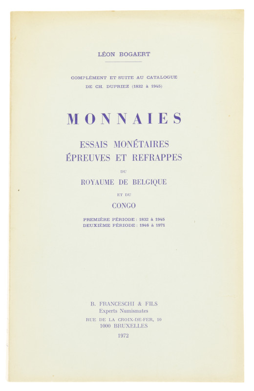 Literature - World - L. Bogaert 'Complément et suite au catalogue de Dupriez: Mo...