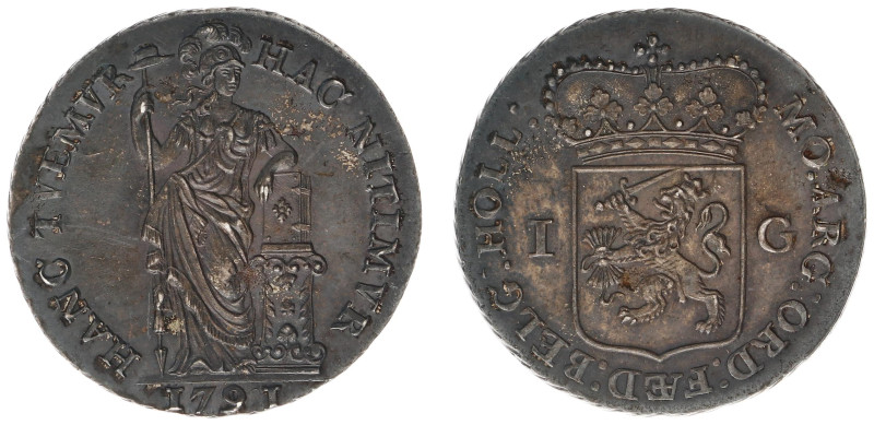 Holland Provincie (1581-1795) - 1 Gulden 1791 OVER 1790? (Delm. 1179 / CNM 2.28....