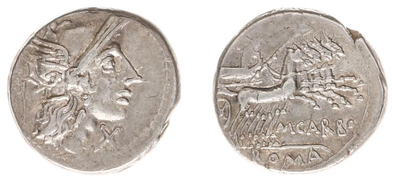 Later-Denarius Coinage (ca. 154-41 BC) - M. Carbo - AR Denarius (Rome 122 BC, 3....