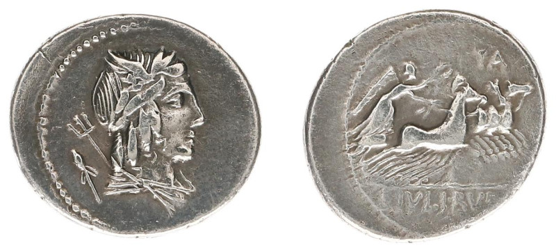 Later-Denarius Coinage (ca. 154-41 BC) - L. Julius Bursio – AR Denarius (Rome 85...