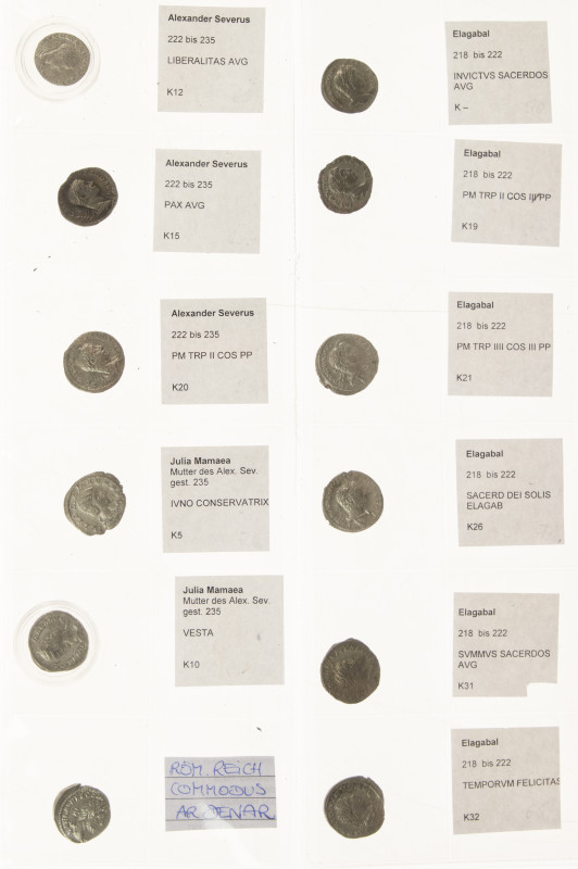 Roman coinage - A small collection of Roman Denarii: Elagabalus (6), Alexander S...