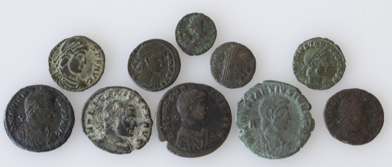 Roman coinage - Lot 10 AE Roman Coins period AD 307 – 395 – F+-VF-