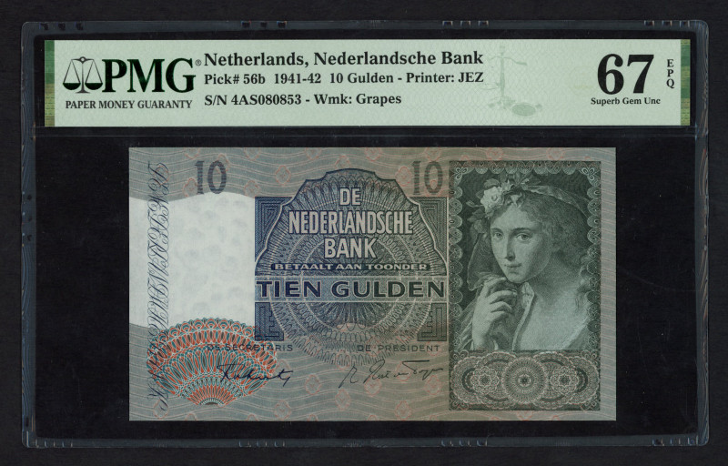 Netherlands - 10 Gulden 1940 II Herderin (P. 56b / Mev. 42-2 / AV 31.2) - PMG 67...