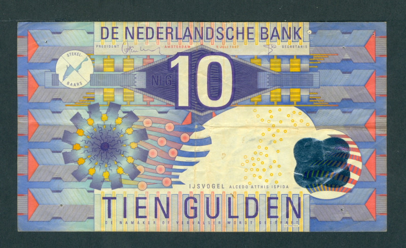 Netherlands - 10 Gulden 1997 IJsvogel (Mev. 50-1 / AV 38.1a.3 / PL48b3 / Pick 99...