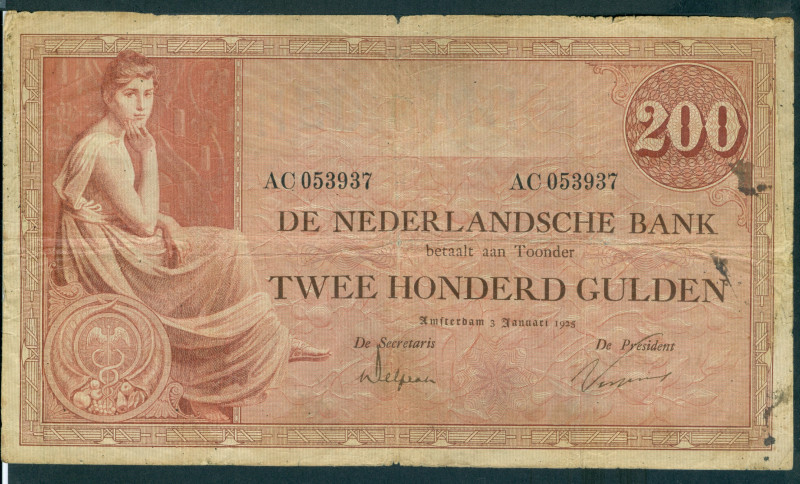 Netherlands - 200 Gulden 3.1.1925 Grietje Seel (Mev. 133-2 /AV 92.1b.2 / PL109.b...