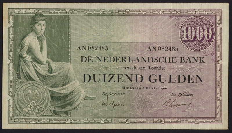 Netherlands - 1000 Gulden 6.10.1926 Grietje Seel (Mev. 152-1 /AV 106A.1 / PL 124...