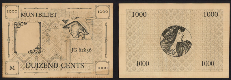 Miscellaneous - 2½, 5, 50, 100 + 1000 Cent Muntbiljet + 1000 Cent z.j. Vz. Mercu...