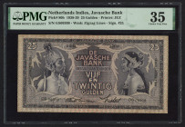 Nederlands-Indië - 25 Gulden 3.12.1938 Javaanse dansers (P. 80b / PLNI23.3b) - PMG 35 Choice Very Fine