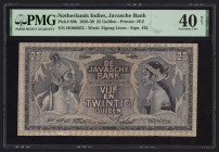 Nederlands-Indië - 25 Gulden 24.5.1939 Javaanse dansers (P. 80b / PLNI23.3b) - repaired - PMG 40 Extremely Fine NET