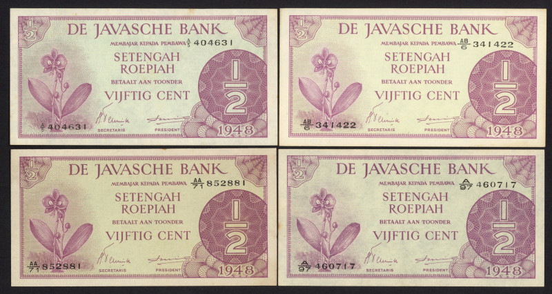 Nederlands-Indië - ½ Gulden 1948 (P. 97 / PLNI31.1.a1, 1.b1, 1.b2, 1.c) - differ...