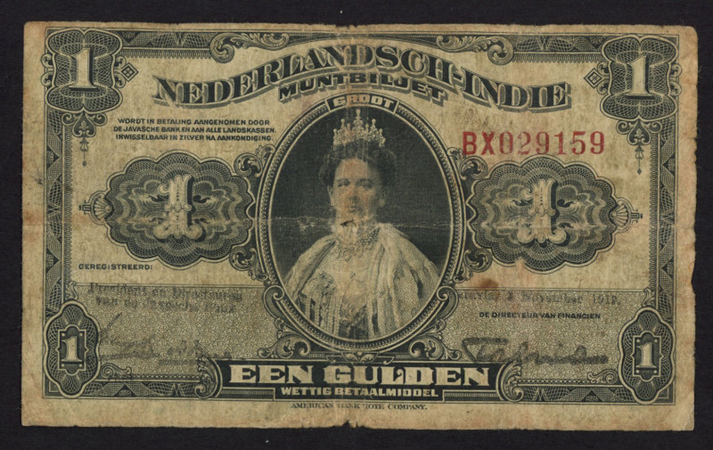 Nederlands-Indië - 1 Gulden 3 november 1919 Muntbiljet Wilhelmina (P. 100 / Mev....