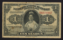 Nederlands-Indië - 1 Gulden 27 september 1919 Muntbiljet Wilhelmina (P. 100 / Mev. 160a / PLNI19.1a) - stamped titles - sign. Talma 27 mm. - F/VF