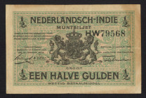 Nederlands-Indië - ½ Gulden 1920 Muntbiljet (P. 102 / Mev. 162b / H-123 / PLNI21.1a) - paper with fibres - F/VF