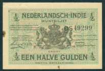 Nederlands-Indië - ½ Gulden 1920 Muntbiljet (P. 102 / Mev. 162a / H-123 / PLNI21.1b) - small stain left margin - VF