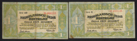 Nederlands-Indië - 1 Gulden 1.1.1920 Muntbiljet (P. 103 / Mev. 163a-b / PLNI21.2a-2b) - Serie with 1 letter + 2 letters - Total 2 pcs. in F/VF