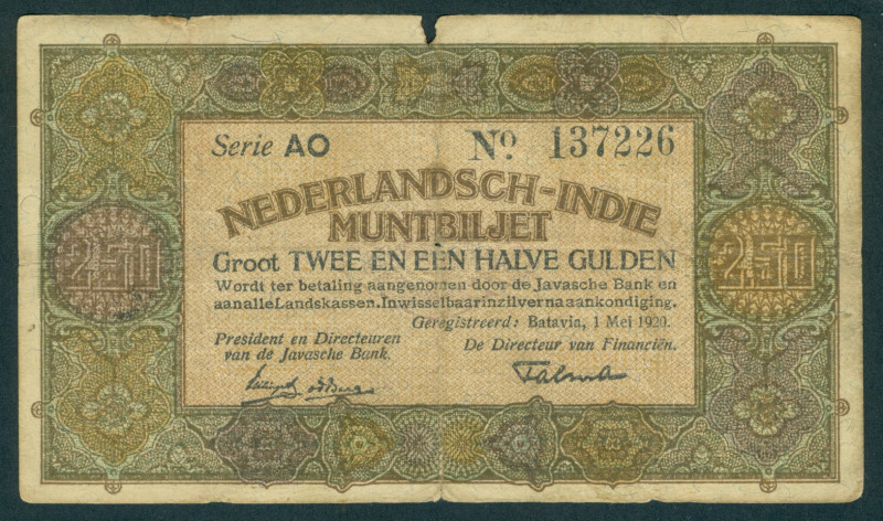 Nederlands-Indië - 2½ Gulden 1 mei 1920 Muntbiljet (P. 104 / Mev. 164b / PLNI21....