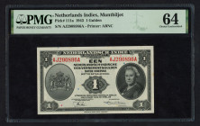 Nederlands-Indië - 1 Gulden 1943 (P. 111a / Mev. 168b) - NICA money Wilhelmina - PMG 64 Choice UNC