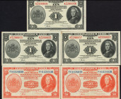 Nederlands-Indië - 50 Cent 1943 (2x) + 1 Gulden 1943 (3x) NICA money Wilhelmina (P. 110-111) - Total 5 pcs. - all with consecutive nrs. in XF/UNC or b...