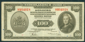 Nederlands-Indië - 5, 25, 50 + 100 Gulden 1943 Wilhelmina NICA money (P. 113a, 115a-117a) - Total 4 pcs. in avg. VF