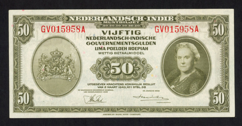 Nederlands-Indië - 50 Gulden 1943 Wilhelmina "NICA" (P. 116 / Mev. 173c / H-172c...