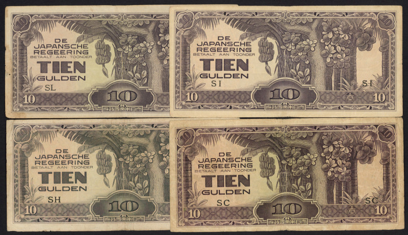 Nederlands-Indië - Jap. Occupation WW II - 10 Gulden ND (1942) Block SC, SH, SI,...