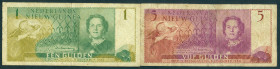 Nederlands Nieuw Guinea - 1 + 5 Gulden 1954 Juliana (P. 11a + 13a / PLNG2.1a + 3a) - Total 2 pcs. in F/VF