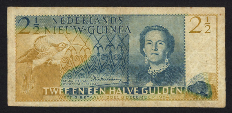 Nederlands Nieuw Guinea - 2½ Gulden 1954 Juliana (P. 12a / PLNG2.2a) - F/VF